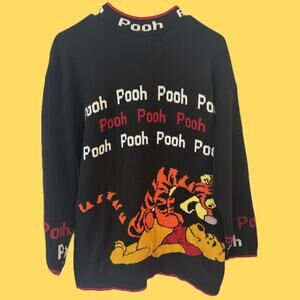 Disney Winnie the Pooh Tiger Black knit cozy sweater animals cute cartoon bear